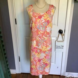 Talbots Vibrant Floral Print Summer Dress Size 14